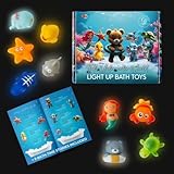 CalmGenix Set of 9 Light Up Bath Toys for Kids, 9PCS LED Sensory Bath Toys with 9 Bonus Interactive Stories Included & Packed In a Box – Fun for Parents with Newborns & Toddlers - Image 1