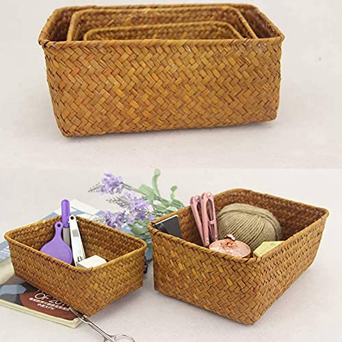 Panier de rangement jonc de mer | Paniers rotin fait main multisize x9
