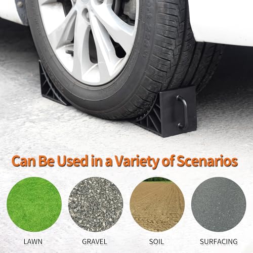 OULEME Wheel Chocks, Tire Chocks for RV Travel Trailer/Boat Trailer/Camper, Wheel Block Stopper with Handles, 4 Pack - Thumbnail 6