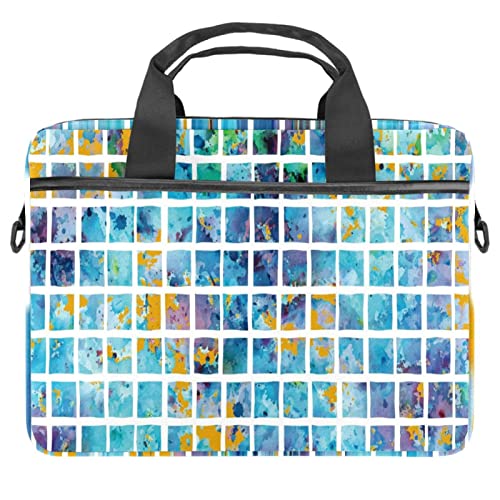 Mallette ordinateur motif mosaïque aquarelle multicolore
