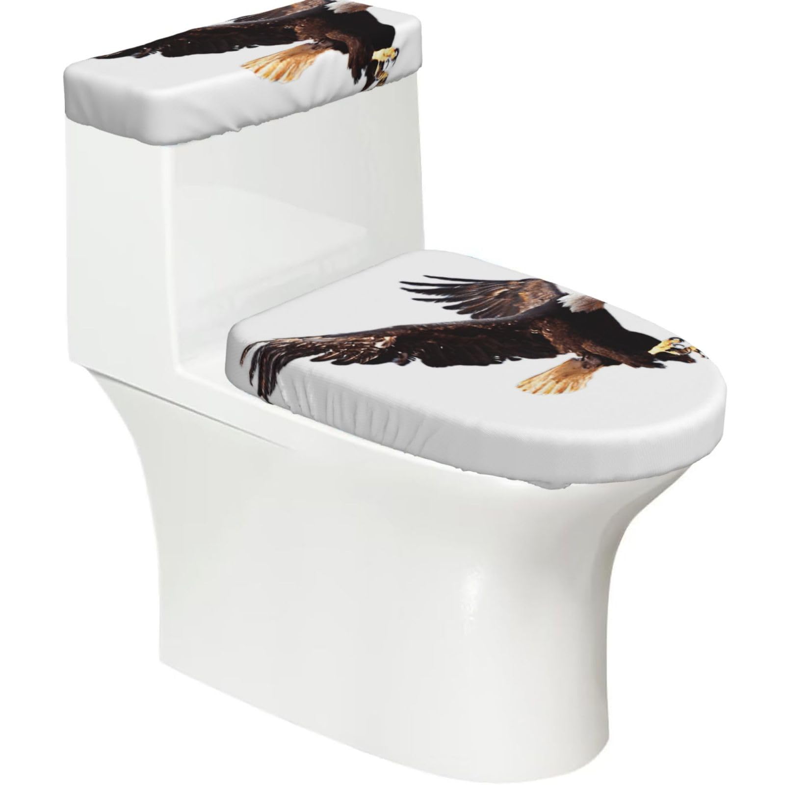Eagle Print Bathroom Decor Toilet Lid Cover And Tank Covers, Restroom Accessories Fits Most Round