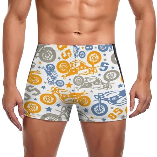 Slip de bain homme imprimé moto coloré pour la natation