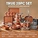 Gotham Steel Hammered 20 Pc Ceramic Cookware Set Nonstick, True Ceramic Pots and Pans Set Non Stick with Deep Square Pan Set & Bakeware Set, Non Toxic PFOA PFOS Free, Oven & Dishwasher Safe