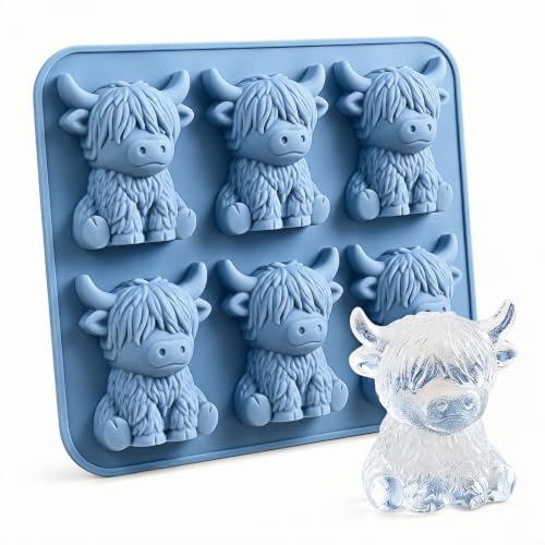 Molde de cubitos 3D vaca Highland de silicona miniatura 1