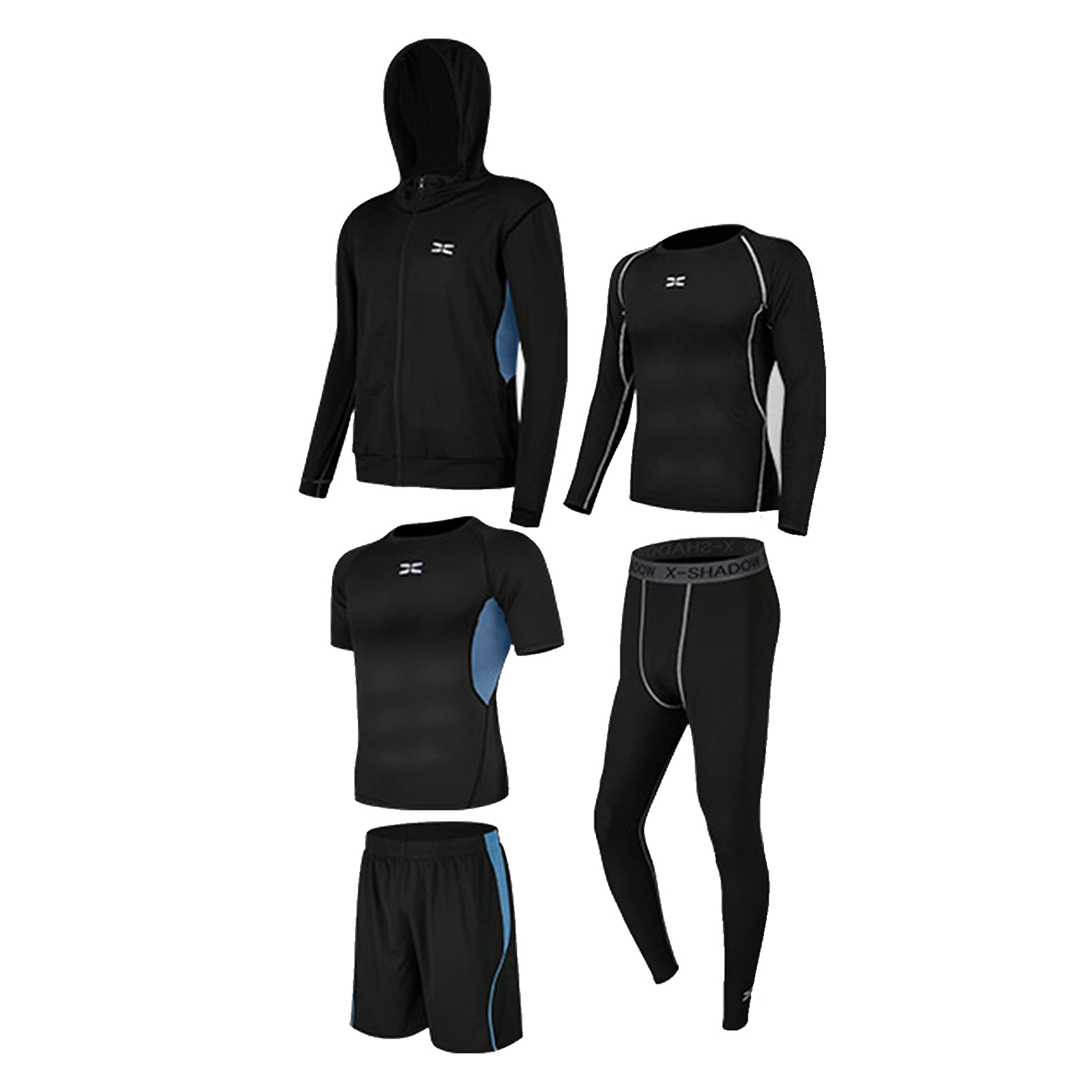 Men's Workout Clothes Gym Running Sportswear Fitness Kit Set 5 PCS Compression