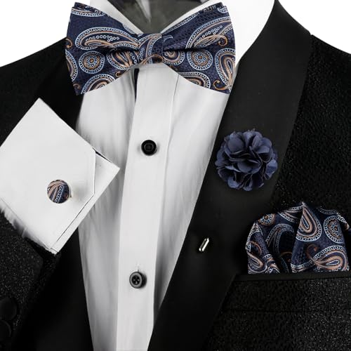 Image of Alizeal Mens 4pcs Vintage Paisley Bow Tie Set