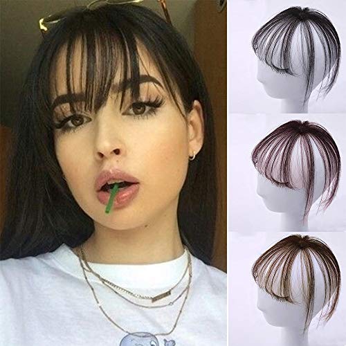 Fashion 3D Fake Hair Seamless Replacement Clip in Women Bangs Air Bangs Fringe Front Wigs Synthetic Hair(black)