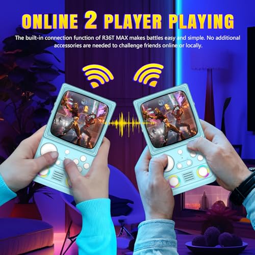 Image of R36TMAX Retro Gaming Console Handheld - 4.0 inch IPS Screen, 64GB Retro Game Console, 5G WiFi Online Play, RGB Joystick, 4000mAh Portable Retro Game Console -Classic Blue