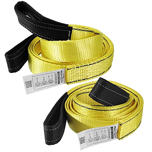Partsam 2 Pcs/Set Premium Crane Towing Strap 10Feet X 2Inch + 12Feet X 2Inch #TOP17
