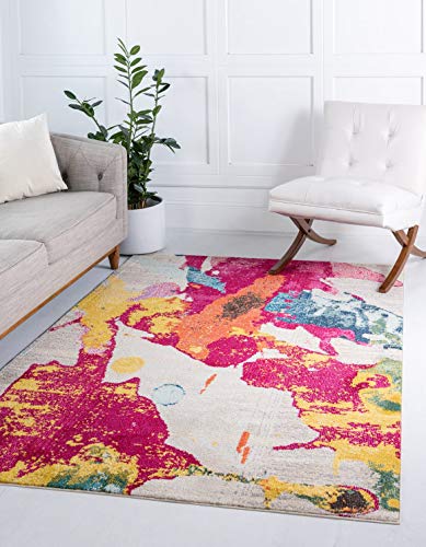 Image of Unique Loom Estrella Collection Colorful Abstract Multi Area Rug (5' 0 x 8' 0)