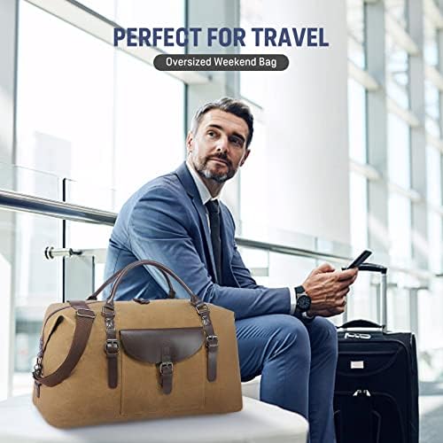 SUCIPI Oversized Canvas Duffle Bag Mens Weekend Travel Bag Weekender Overnight Carry On Travel Duffel Bags, With Toiletry Bag 6 SUCIPI Oversized Canvas Duffle Bag Mens Weekend Travel Bag Weekender Overnight Carry On Travel Duffel Bags, With Toiletry Bag