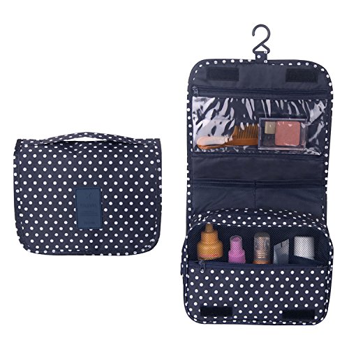 Preisvergleich Produktbild eizur tragbar Wasserdicht Reisen Kulturbeutel Bad Aufhängen Kulturbeutel mit Haken klappbar, multifunktional Damen Make up Aufbewahrung Kosmetiktaschen marineblau
