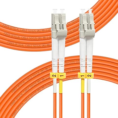 FLYPROFiber- 15M OM2 LC to LC Fiber Patch Cable, Length Options: 0.2m-100m, 1GB Duplex LC-LC 50/125um Multimode Fiber Optic Cable Cord LSZH 15Meter(49ft) Cover