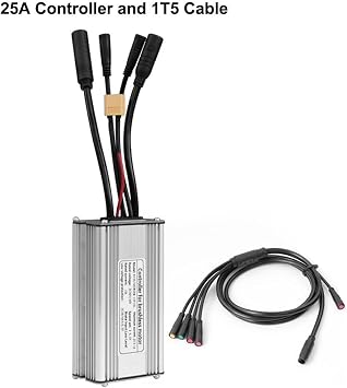 36V/48V 25A 750W Electric Bike Brushless Controller, Aluminum Alloy E-bike Controller with 1T5 Cable Replacement for KT Display Parts