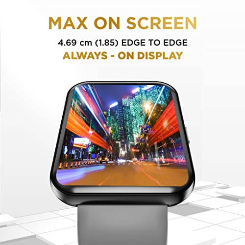 Image of GIZMORE Gizfit Blaze Max 1.85 inch IPS Display with 240 x 280 px | 450 NITS Brightness BT Calling Edge to Edge Display, Voice Assistance, Bluetooth Smartwatch (Gray)