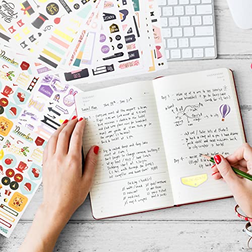 FEMBW 27 Hojas/1230 Pegatinas Agenda para Calendarios, Stickers Bullet Journal 2025, Planificación de Actividades Familiares, Diarios y Diarios de Viñetas, Stickers Agenda - imagen 5
