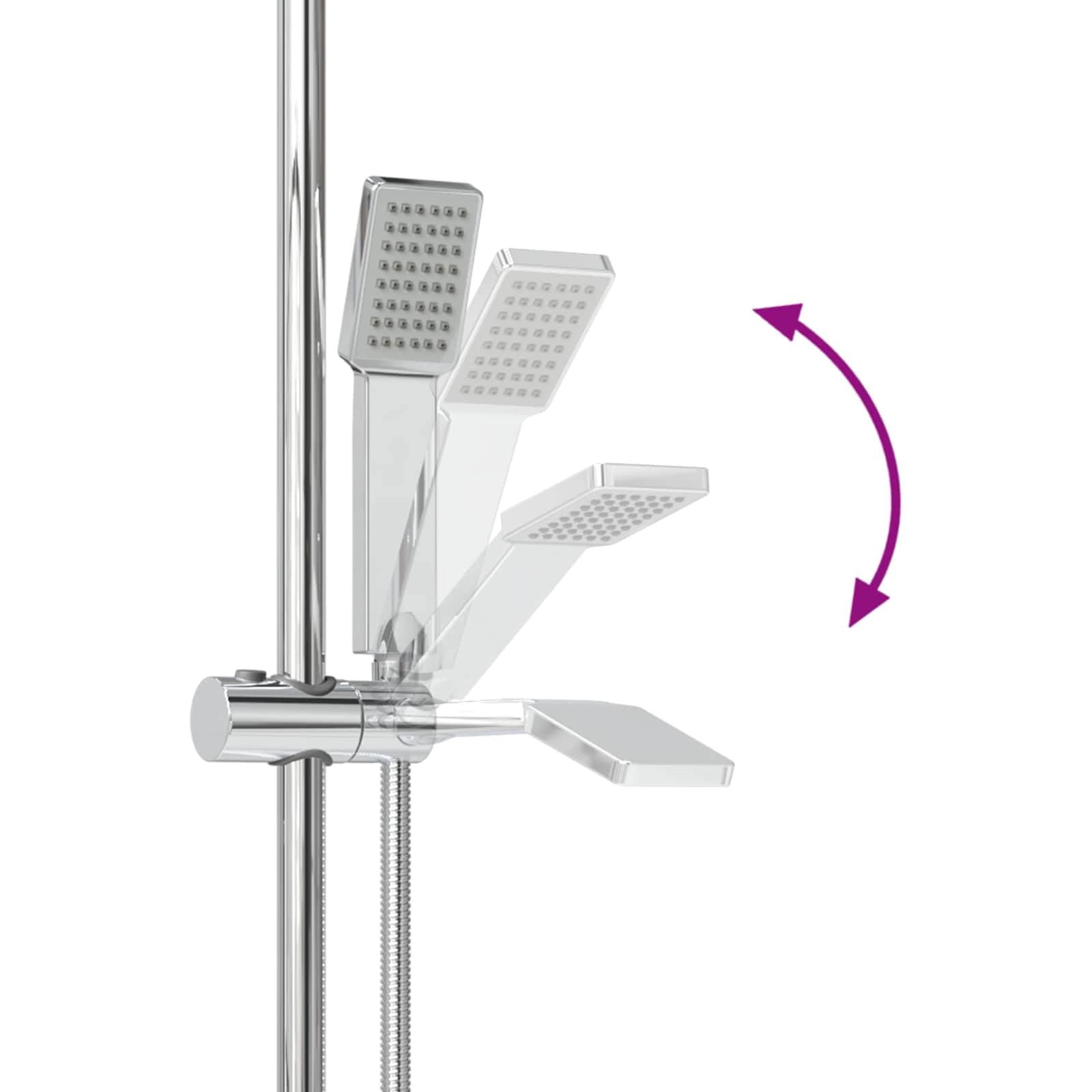 Mangloder Juego de sistema de ducha cromado de acero inoxidable de 70 cm, montaje en pared, alta presión, ahorro de agua, ajustable, soporte para alcachofa de ducha para baño