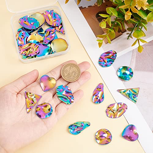 UNICRAFTALE 36pcs 6 Styles Rainbow Color Water Ripple Charms 304 Stainless Steel Flat Round Pendants Metal Charms for Pendant Necklace Jewellery Making - Image 2