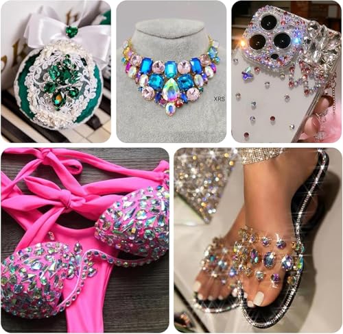 Qianyu 130 PCS White Flat Back Sew on Rhinestones Crystal Clear Mixed Shapes Glass Crystal Rhinestones with Sewing Holes Non-Stick Round Gems for Jewelry Making Costumes Clothes Garment - Image 2
