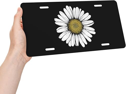 Miniatura 4 de Placa de matrícula retro con margaritas, placa decorativa delantera de automóvil, matrícula de aluminio novedosa placa de metal para mujeres y