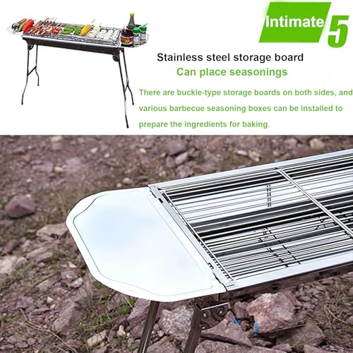 Grill ze stali nierdzewnej, grill, dwustronne otwory wentylacyjne, przenośny składany grill, na pikniki na świeżym powietrzu, kemping, do ogrodu, na imprezy domowe