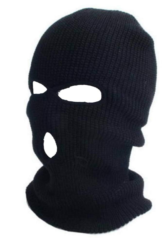 ASD AccessoriesWinter Balaclava Ski Mask Warm Full Face Thermal Men 3 Hole Knit Face Mask for Outdoor Sports, Knitted SAS Style Army Hat Neck Warmer Paintball (Black)