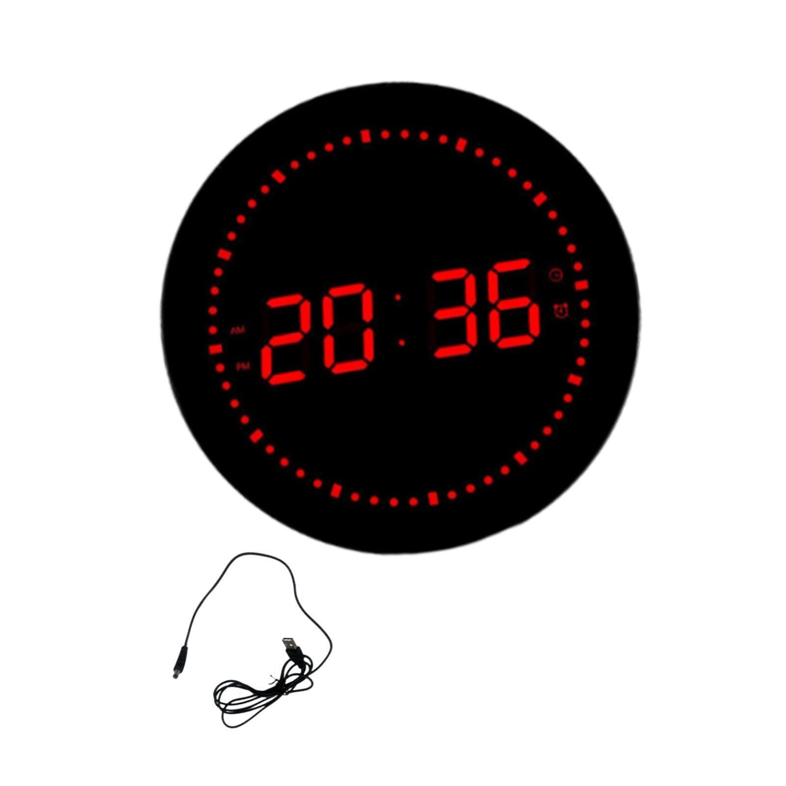 LIXSAZSE USB Plug Digital Alarm Clock Round LED Temperature Month Day Week Calendar For School Office Living Room Living Room School Office Lobbies Mall Hotel