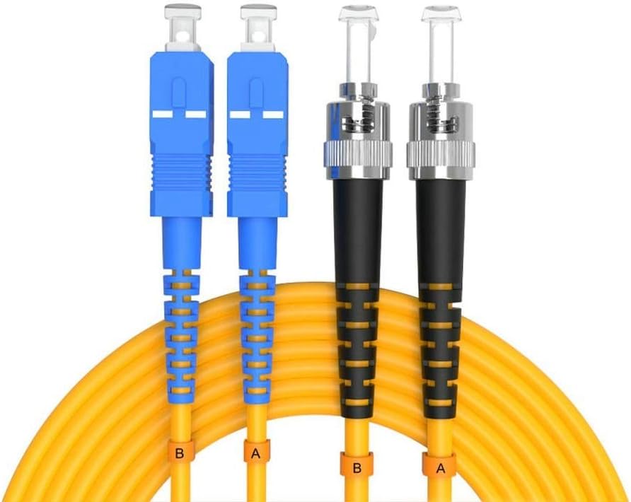 1Meter 4ft SC/UPC-ST/UPC Single-Mode Fiber Optic Cable SC to ST OS2 Jumper Optical Patch Cord Duplex 9/125um Yellow SC-ST