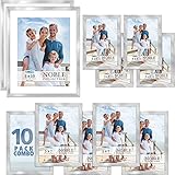 Icona Bay Combo-Sizes Silver Picture Frames Set - 10 PC (Four 4x6, Four 5x7, Two 8x10), Noble...