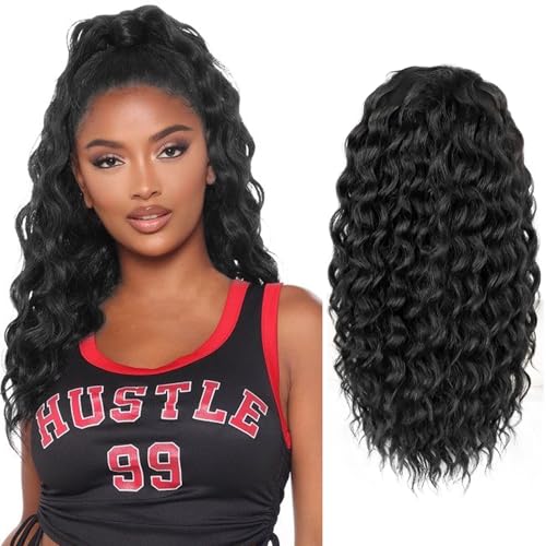 HYJ Drawstring Ponytail Curly Ponytail Extension For Black Women 18”（1B）