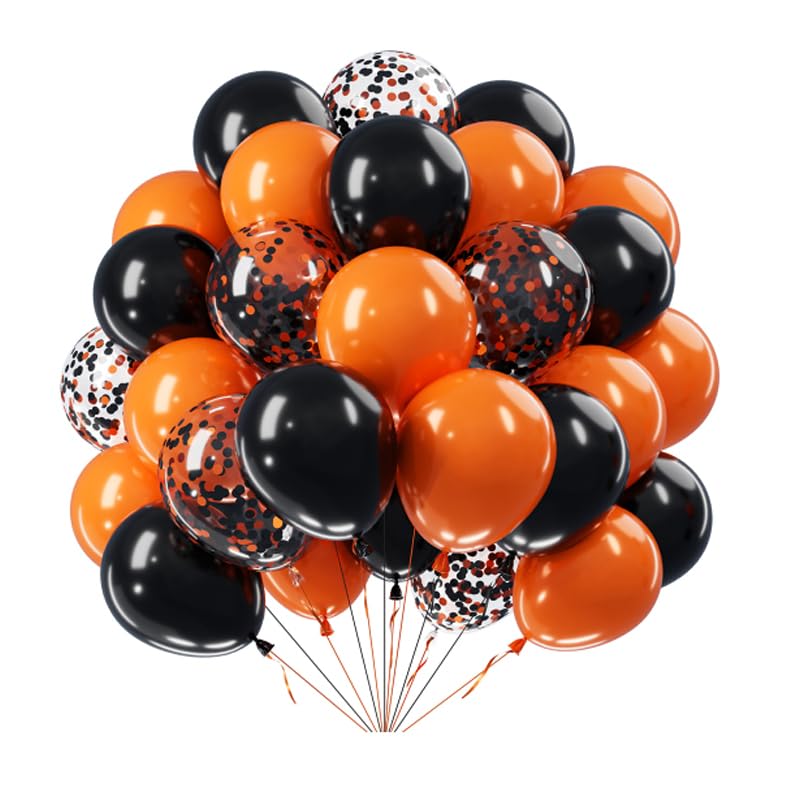 Halloween Black and Orange Glitter Balloon Bundle 62 pcs