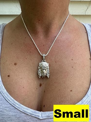 HarlemBling MOISSANITE - Iced Jesus Piece Heavy Pendant Necklace - Very Detailed Solid Back - Solid 925 Silver Matte Sandblasted Finish4