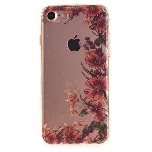 UCLL iphone 7 Case ,Retro Rose Floral Pattern Case for Iphone7, iPhone 7 Shockproof Case with a Screen Protector