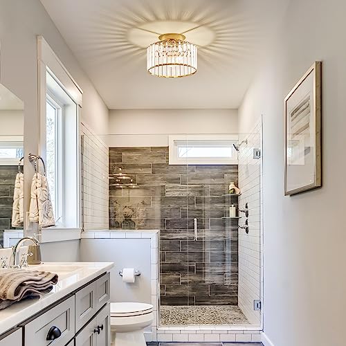 Violoemi FLUSH MOUNT LIGHT FIXTURE Crystal Gold Semi Flush Mount Ceiling Light Modern Hallway Light Fixture Metal Close To Ceiling Lamp thumb #4