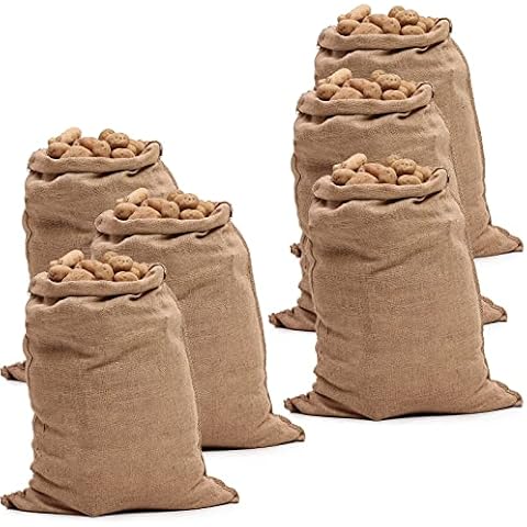 Tebery Pack of 6 Universal large Hessian Jute Sacks - Each bag 100x61 cm - Large hessian bags made of 200gsm fabric - Burlap sack suitable for potatoes, vegetables, plant protection and decoration Cover
