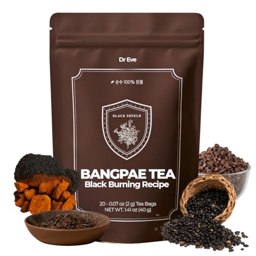 Dr.Eve BANGPAE Tea with Puer, Chaga Mushroom, Black Soybean, and Cacao - Detox Tea for Diet and Wellness - 20 teabags, low caffeine