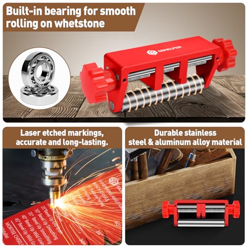 Image of Chisel Sharpening Jig, Wood Honing Guide for Chisels and Planes Width 0.1 inch to 2.8 inch with Sharpening Angle Fixture, Angle Gauge from 10 to 45(With 1 Sharpening Stone)