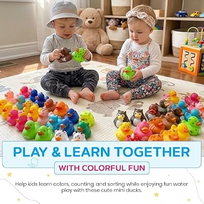 Kangaroo Mini Rubber Ducks Bulk Pack of 50 Floating Baby Bath Toys for Kids - Classroom Rewards - Pool Party & Birthday Party Favors for Kid - Small Rubber Duck for Easter Baskets Stuffers for Kids