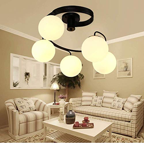 Lustre LED salon chambre moderne avec suspension en verre