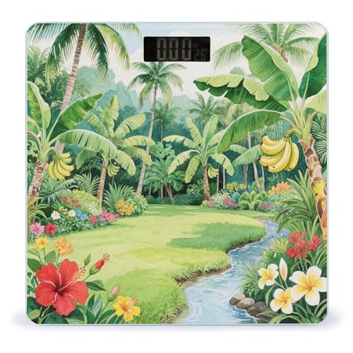 Báscula Digital Tropical Palm Banana Leaf para Baño miniatura 1