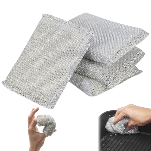 Esponjas Cocina Estropajos de Limpieza, de Microfibra Que no Raya, de Doble Cara, para Fregar los Alimentos sucios o quemados Rebeldes en ollas, Platos. 4 piezas