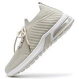  Vain Secrets Damen Sneaker Laufschuhe Sportschuhe Freizeit Schuhe Mesh elastisch (Beige-Grau, 39 EU, 39)