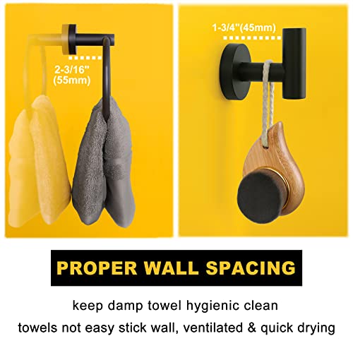 Aplusee 4 Pieces Bathroom Accessories Set Matte Black Oval Hand Towel Holder, Toilet Paper Holder, 2 Utility Coat Hooks Modern Stainless Steel Bath Fixtures Wall Mounted #TOP4