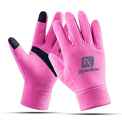 Wonzone Winter Warm Gloves, Cold Weather Cycling Touch Screen Gloves Waterproof and Windproof Gloves for Driving Riding Running Skiing Winter Outdoor Activities Men & Women (Pink, Medium)