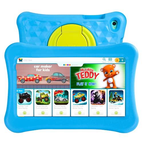 AWOW Tablet para niños de 8 Pulgadas Tablet Infantil, Android 11 Go Quad Core, 2GB RAM 32GB ROM, KIDOZ Preinstalado, con Kid-Proof Funda y Lápiz Táctil, Control Parental, Doble Cámara, Azul Cover