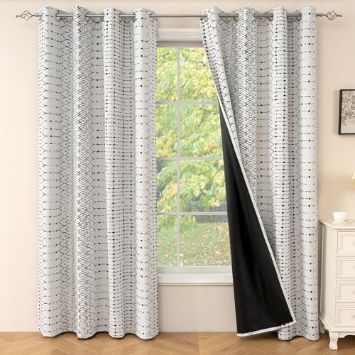 ColorBird 100% Boho Blackout Curtains Modern Curtains Black and White 84 Inches Length Striped Rustic Western Drapes Bedroom Living Dining Room Decor Door Window Treatment