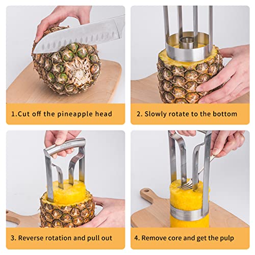 Choxila Pineapple Corer Large Stainless Steel Pineapple Corer Peeler Pineapple Cutter Fruit tool Easy Kitchen Tool - Large（4inch+） — view 6