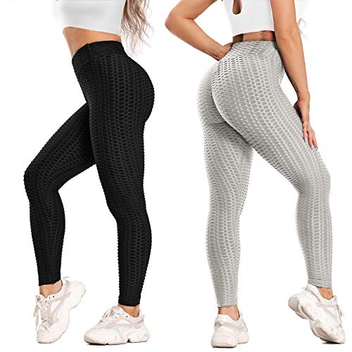 KTGIREM 2 Pack Leggings for Women High Waist TIK tok Leggings Tummy Control Booty Hip Lifting Workout Sport Tights Yoga Pants - Thumbnail 2
