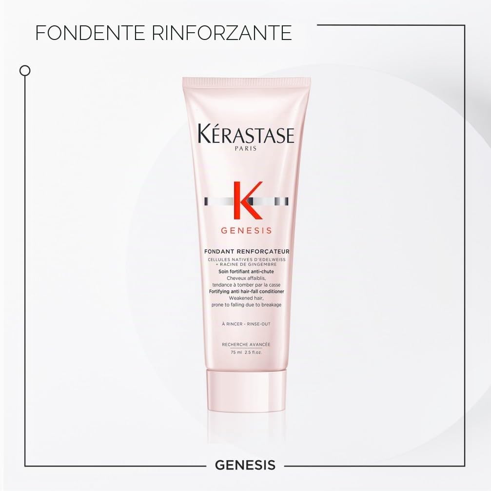 Kérastase, Genesis, Mini Size da Viaggio, Routine Per Capelli Fini e Fragili, Fortifica e Riduce la Caduta, Shampoo + Fondant + Spray Termoprotettivo, Discovery Set, Travel Size, 80ml + 75ml + 45ml