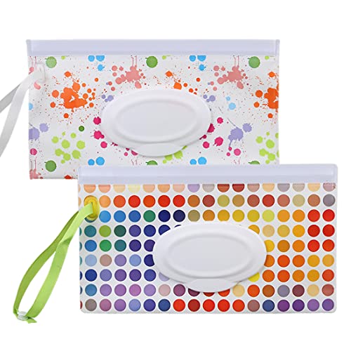 PLABBDPL Bolsa de toallitas húmedas de 2 piezas,Bolsa de toallitas húmedas de viaje,Bolsa de toallitas húmedas reutilizables,Dispensador de toallitas húmedas para bebés